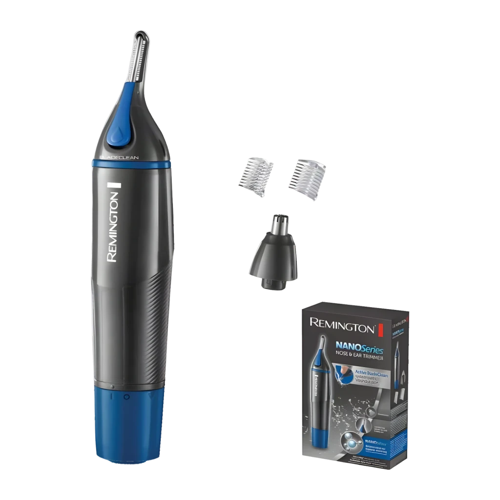 Remington Recortador facial NE3850 Nano negro, azul - fuente de energía = Pila AA (incluida, no recargable) | funciona con