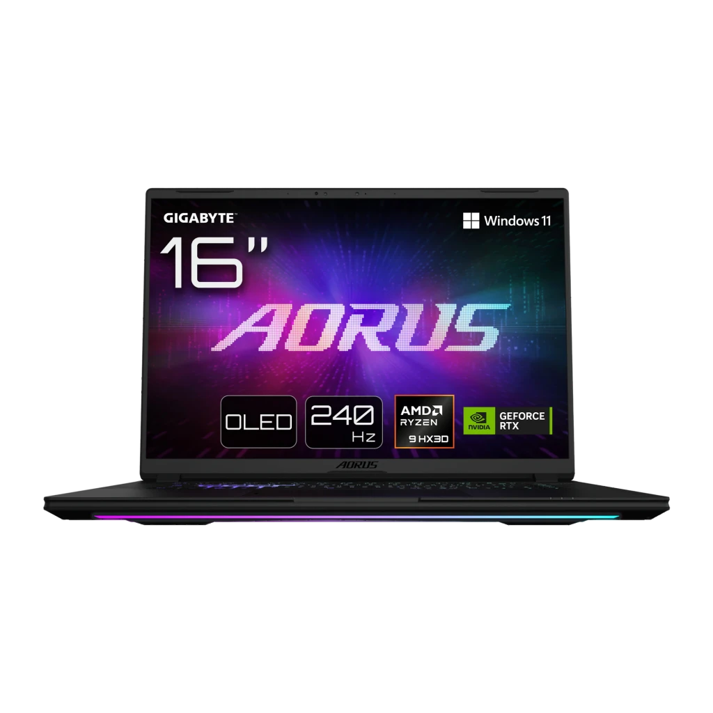 GIGABYTE Portátil Gaming AORUS Master 16 AMD Ryzen 9 9955X3D RTX 5080 32+1000 GB OLED 240Hz 32gb preto - vista principal