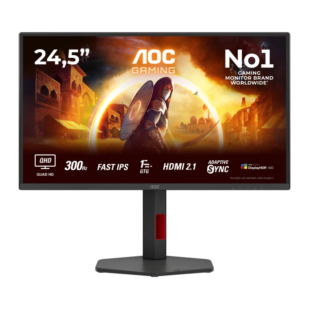 AOC Monitor Gaming Q25G4SR 24,5 pulgadas QHD 300Hz Negro y Rojo - vista principal