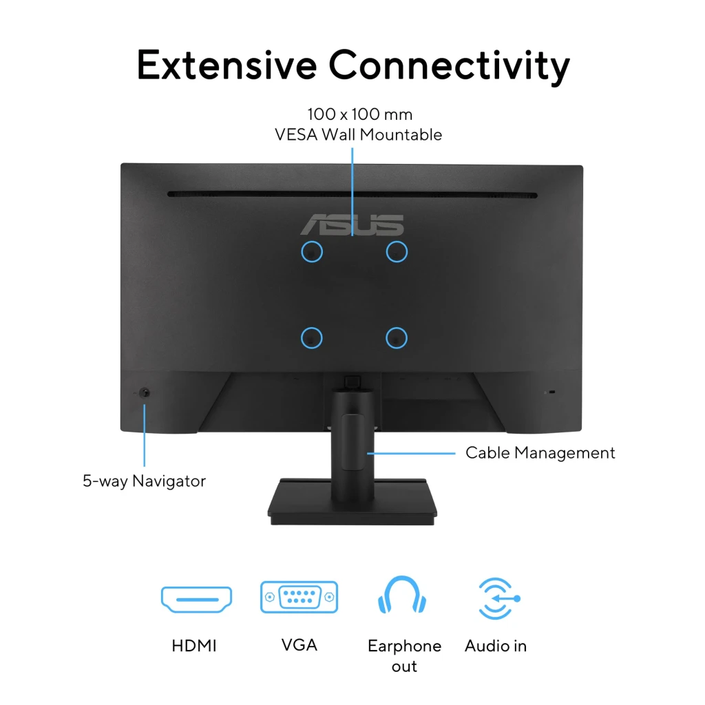 ASUS Monitor VZ249HG 23,8 pulgadas Eye Care Gaming blanco - conexiones = 1x HDMI 1.4 + 1x VGA + 1x salida de auriculares; sin