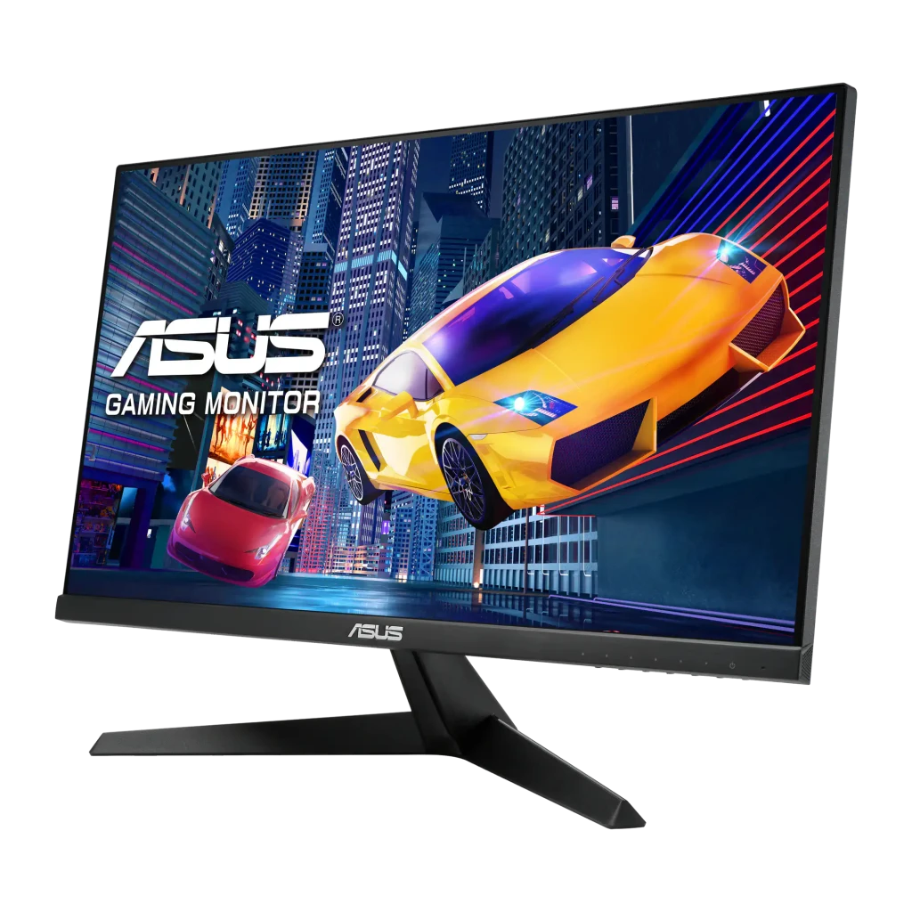 ASUS Monitor VY249HGR 23.8" Full HD Negro, ángulo izquierdo: panel delgado, bisel fino y base en Y visible