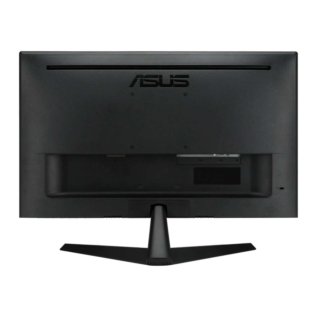 ASUS Monitor VY249HGR 23.8" Full HD Negro, vista trasera frontal: carcasa trasera con logo ASUS y soporte central