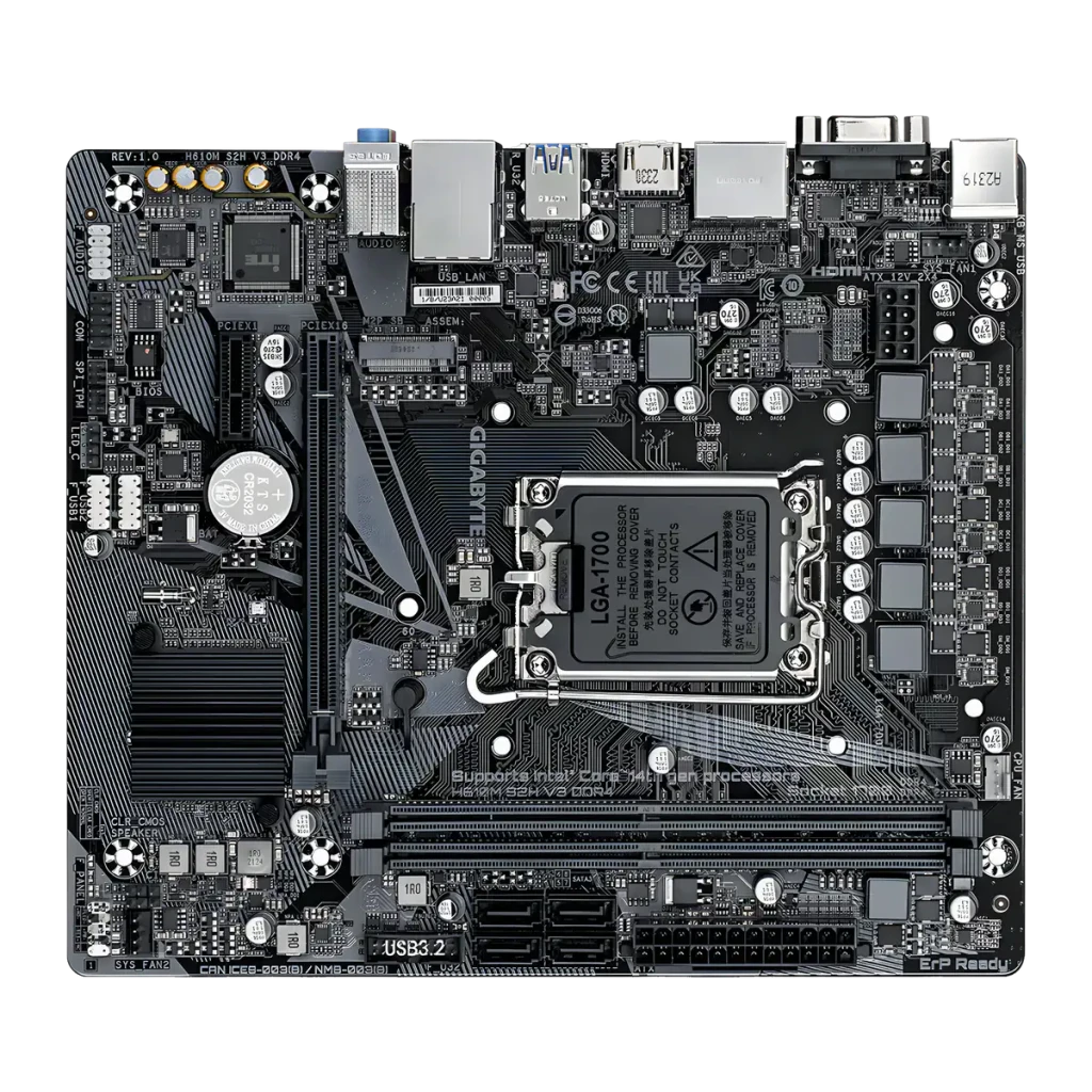 Gigabyte Placa base H610M S2H V3 DDR4 negro - tipo de memoria = DDR4-SDRAM, 2 ranuras DIMM, hasta 64 GB, dual