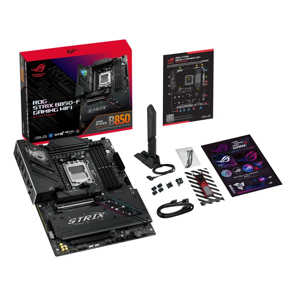 ASUS Placa base ROG STRIX B850-F GAMING WIFI negro - conectividad = Wi-Fi 7, Bluetooth 5.4, Ethernet 2.5 GbE | Wi-Fi 7 es