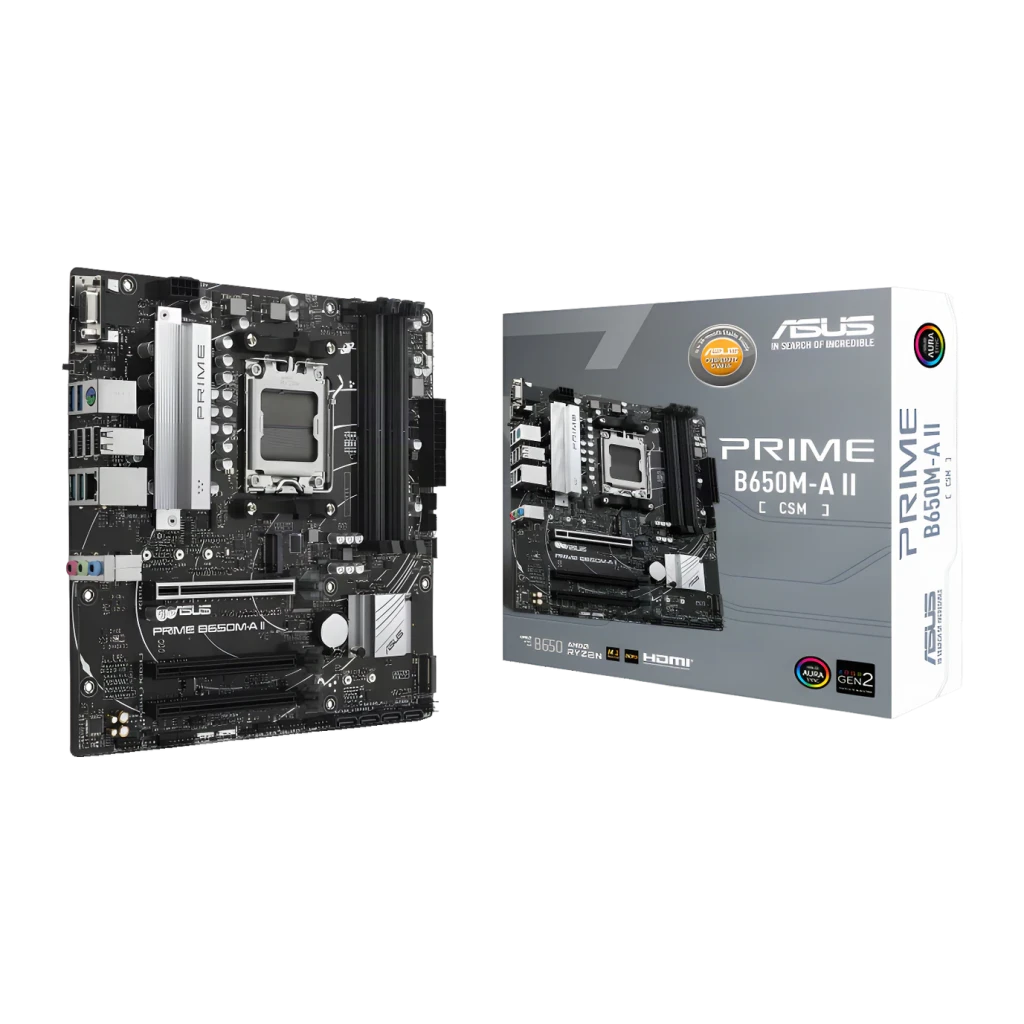 ASUS Placa Base PRIME B650M-A II CSM AMD AM5 DDR5 micro ATX negro - ranuras de expansión y almacenamiento = 1 x PCIe 4.0 x16