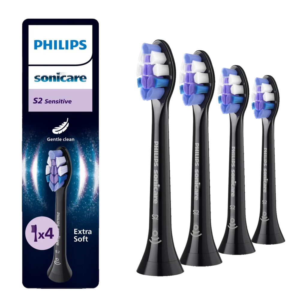 Philips Cabezales de recambio Sonicare Sensitive HX6054/88 negro - número de cabezales incluidos = 4 unidades | el pack rinde
