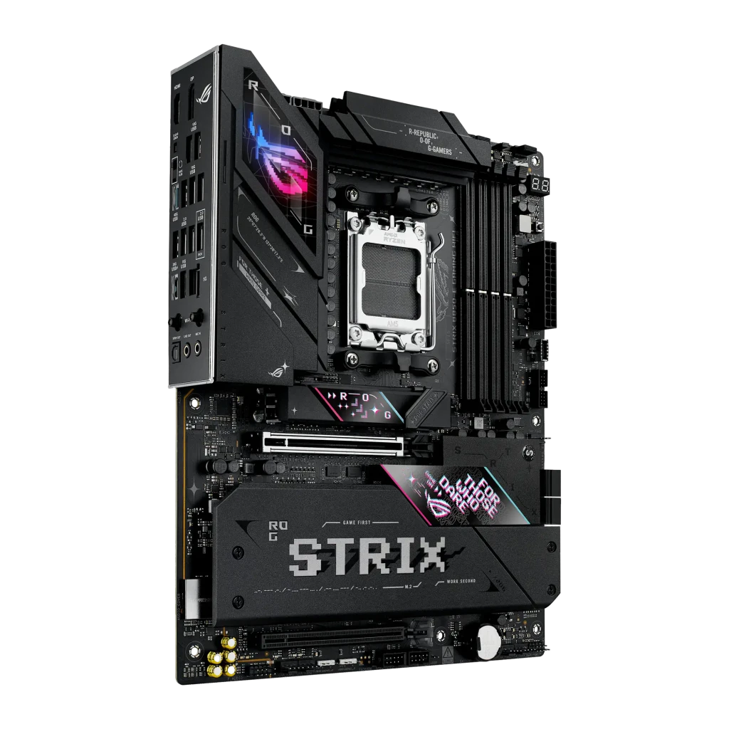 ASUS Placa base ROG STRIX B850-E Gaming WiFi negro - 5 ranuras M.2 (tres PCIe 5.0, dos PCIe 4.0) + 4 puertos SATA III |