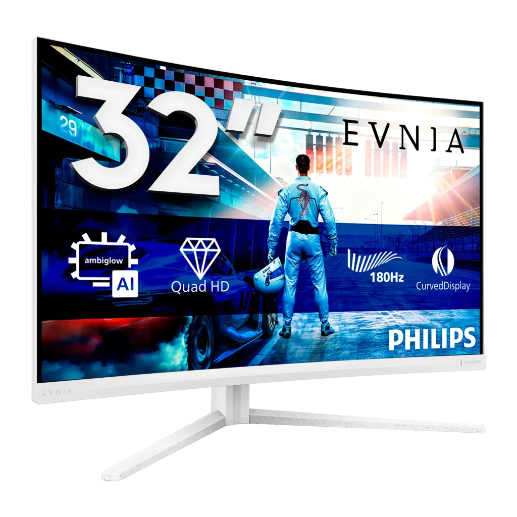 Philips Monitor Evnia 32M2C5501/00 32 pulgadas VA QHD 180Hz HDR10 Curvo blanco - tamaño y resolución = 31,5 pulgadas QHD
