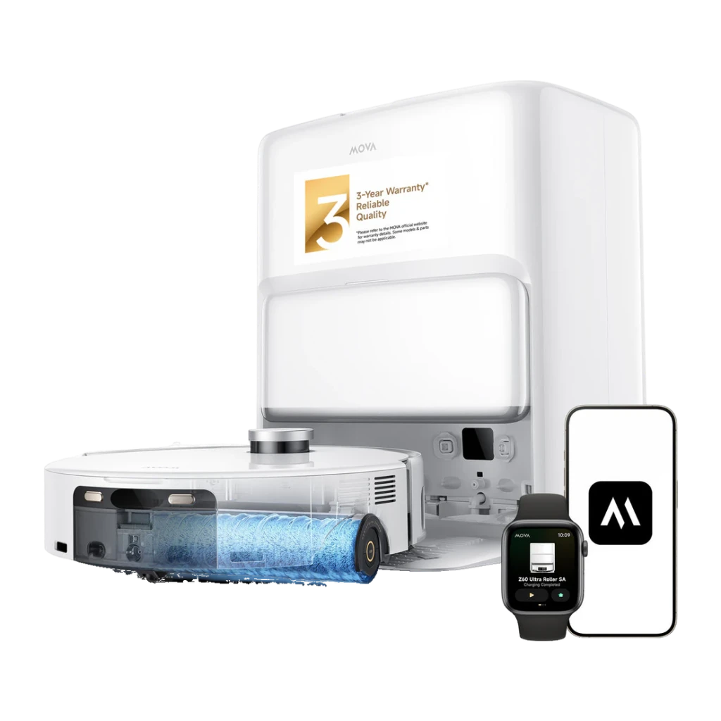MOVA Aspirador robot Z60 Ultra Roller blanco - potencia de succión = 26000 Pa | cifra alta para la categoría de