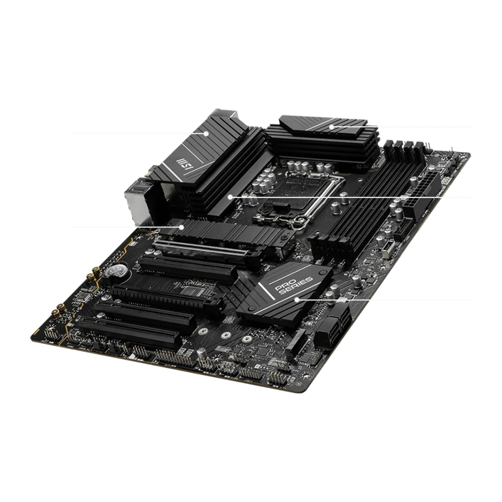 MSI Placa base PRO B760-P WiFi DDR4 - ranuras de almacenamiento = 2 x M.2 + 4 x SATA III | hasta 6 unidades