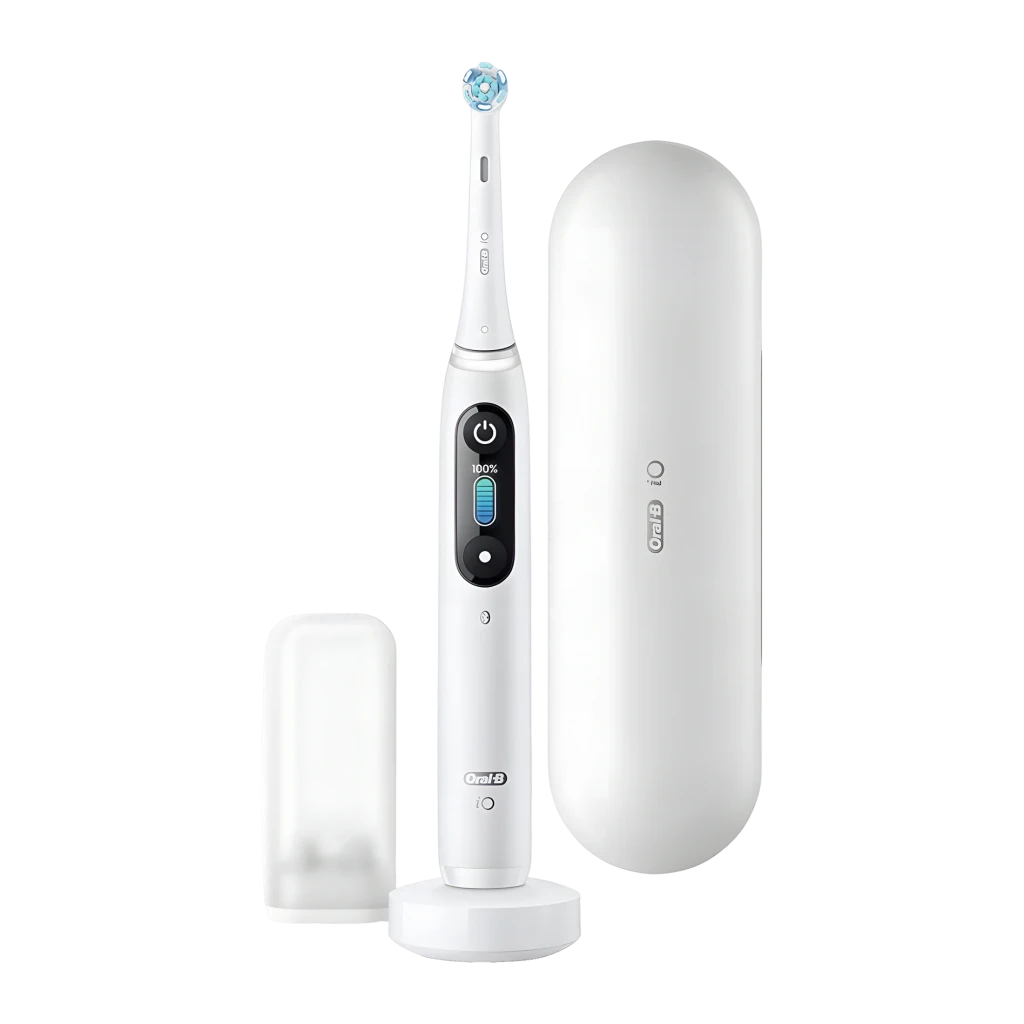 Oral-B Cepillo de dientes eléctrico iO Serie 8 Blanco - modos de cepillado = 6 (Cuidados diarios, Limpieza profunda, Cuidado