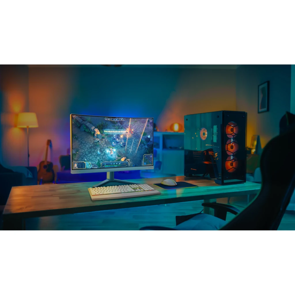 Philips Monitor Evnia 27M2C5201L 27 pulgadas LED Fast VA Full HD 180 Hz Curvo Ambiglow branco - detalhe 6