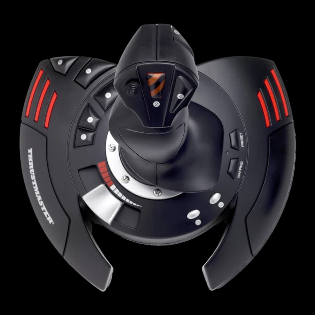 Thrustmaster Joystick T-Flight Stick X negro, rojo, plata - plug and Play = Sí, conexión USB | no necesita drivers ni