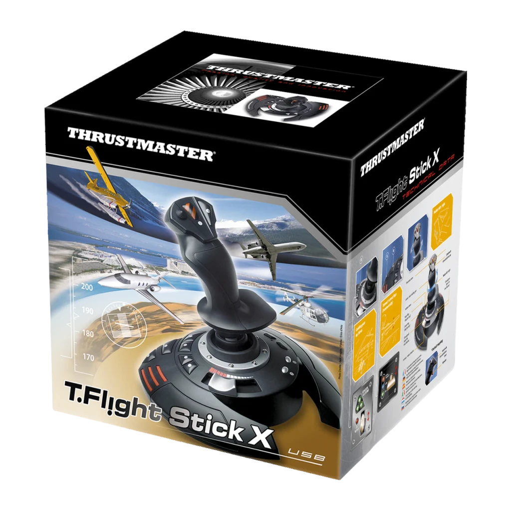 Thrustmaster Joystick T-Flight Stick X negro, rojo, plata - plataformas compatibles = PC y PlayStation 3 | es joystick con