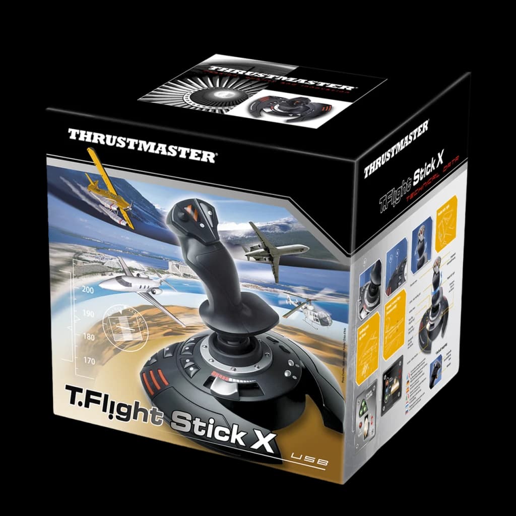 Thrustmaster Joystick T-Flight Stick X negro, rojo, plata - plataformas compatibles = PC y PlayStation 3 | es joystick con