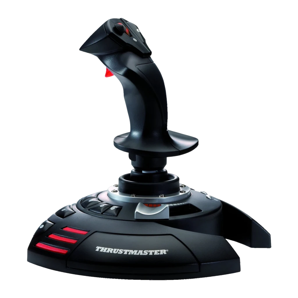 Thrustmaster Joystick T-Flight Stick X negro, rojo, plata - número de ejes = 4, tecnología analógica | cubre los ejes básicos
