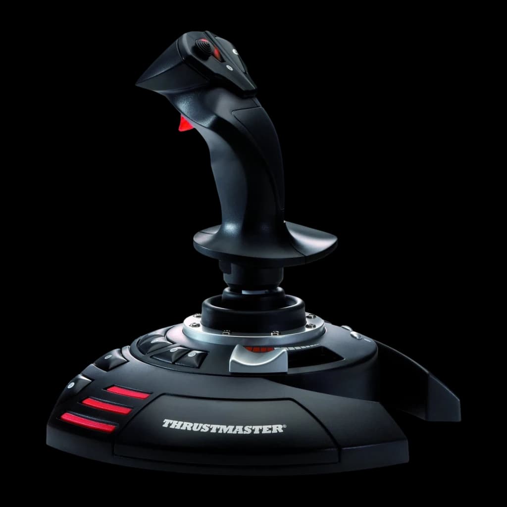 Thrustmaster Joystick T-Flight Stick X negro, rojo, plata - número de ejes = 4, tecnología analógica | cubre los ejes básicos