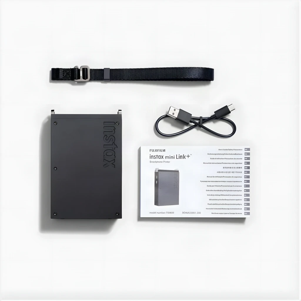 Fujifilm Impresora fotográfica Instax Mini Link+ Negro - peso y dimensiones = 210 g, 90 x 37,3 x 125 mm | cabe en el bolsillo