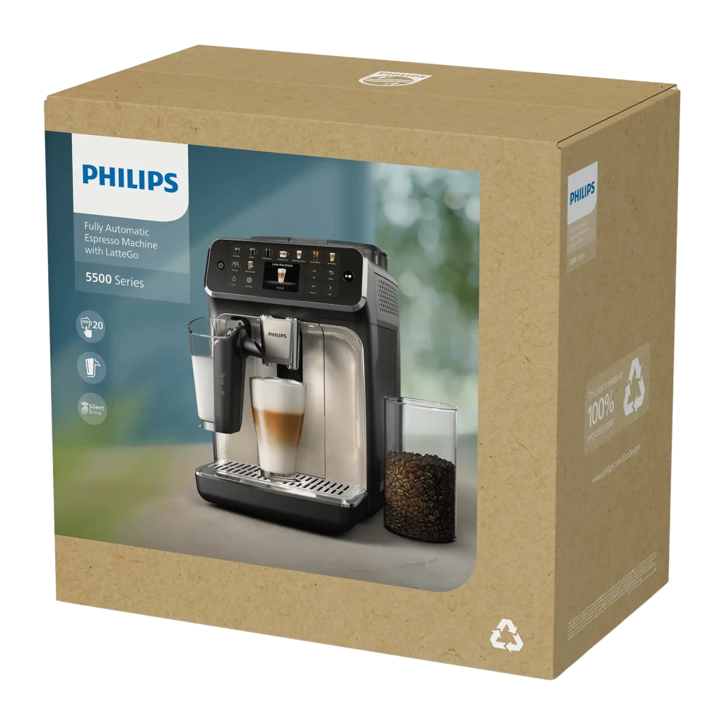 Philips Cafetera superautomática EP5545/70 Series 5500 15 bar gris - 4 perfiles de usuario guardados = cada persona de la