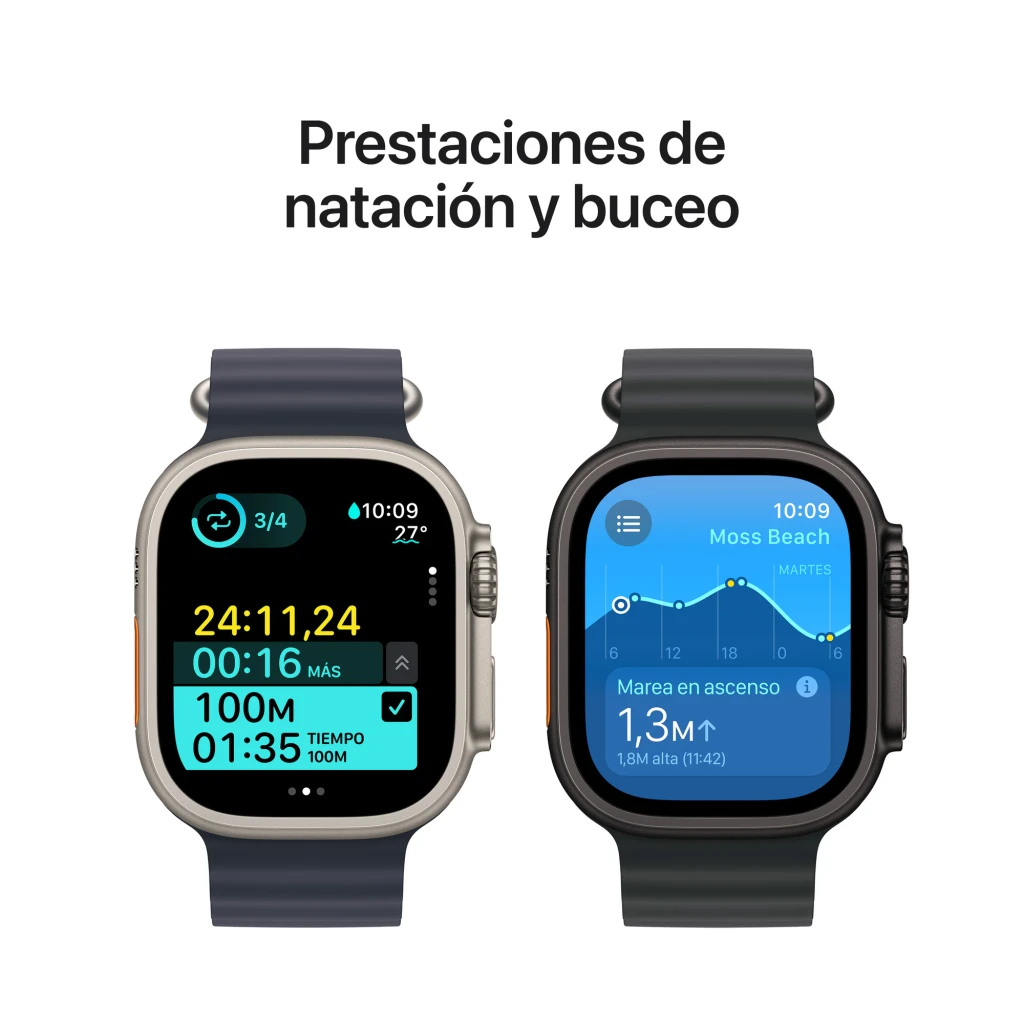 Apple Smartwatch Watch Ultra 2 49mm GPS + Cellular Titanio gris - pantalla OLED = 410 x 502 px, 326 ppp, 3000 cd/m²