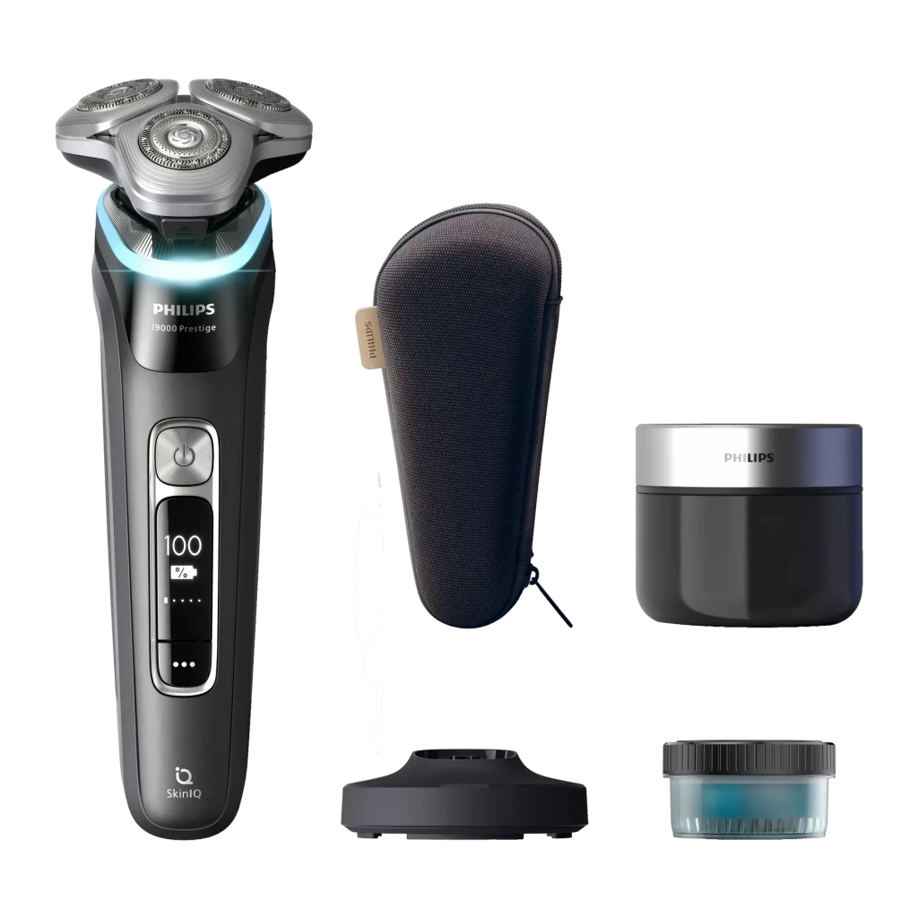 Philips Afeitadora eléctrica i9000 Prestige XP9200/30 Wet & Dry con SkinIQ negro - sistema de afeitado = Rotación con 3