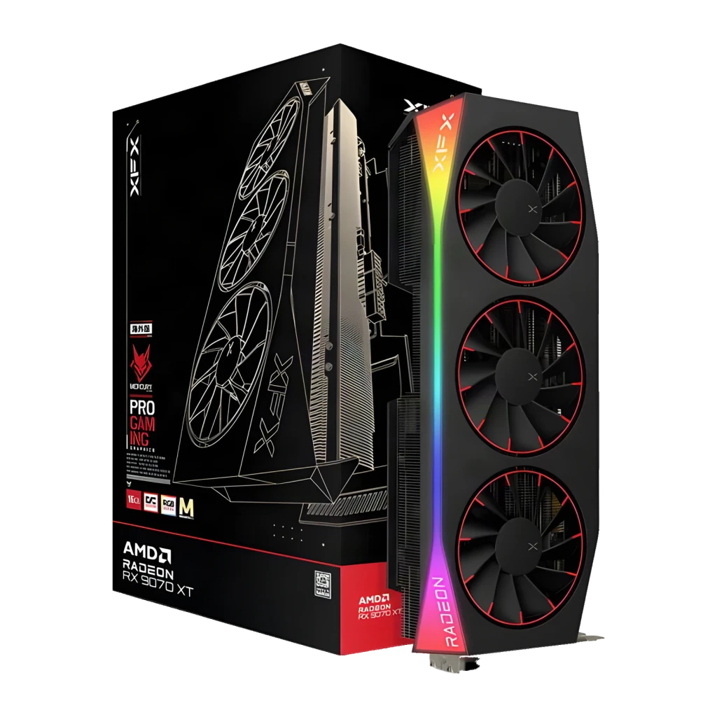 XFX Tarjeta Gráfica Radeon RX 9070 XT Mercury Magnetic Air RGB 16gb preto - detalhe 4