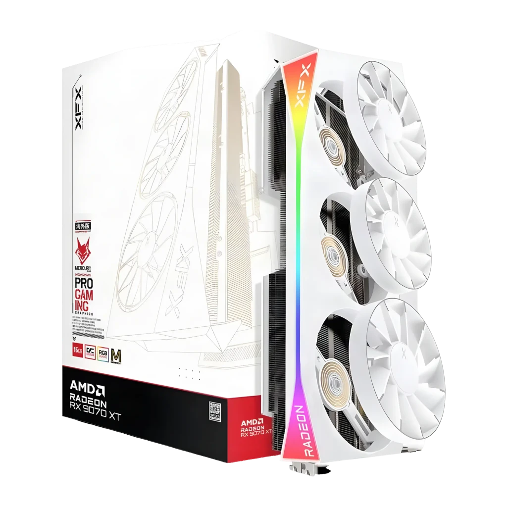 XFX Tarjeta Gráfica Radeon RX 9070 XT Mercury OC RGB 16gb branco - detalhe