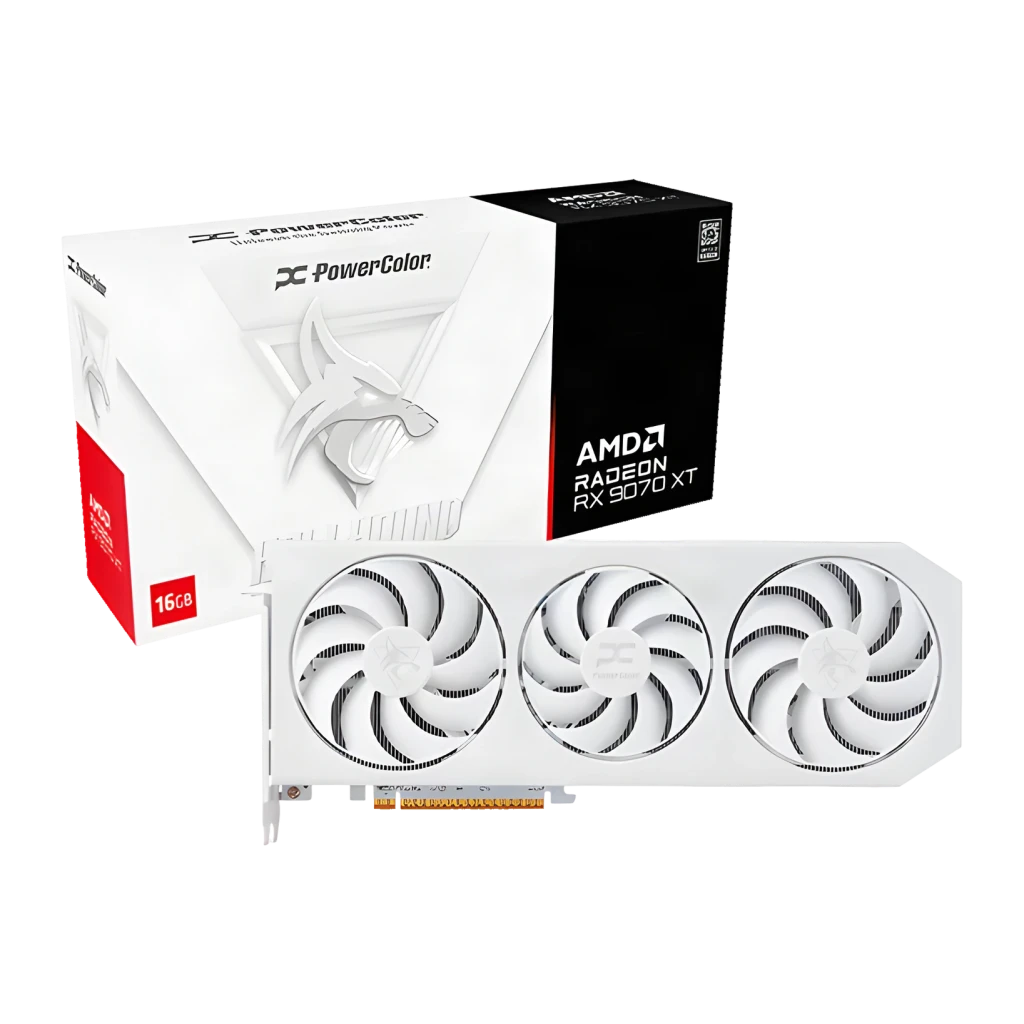 PowerColor Tarjeta Gráfica Radeon RX 9070 XT Hellhound Spectral White OC 16 GB - vista principal