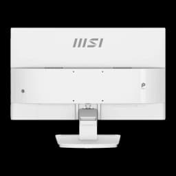 MSI Monitor PRO MP241W 23.8" Blanc, vue arrière: boîtier avec logo MSI, grilles de ventilation et logo PRO