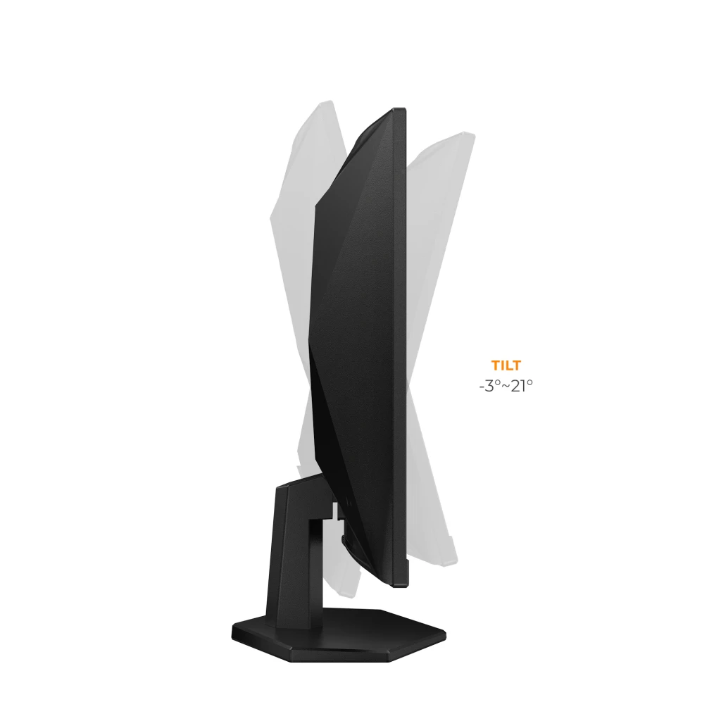 AOC C27G42ZE 27" Curvo Negro Rojo, vista lateral: perfil delgado del panel y rango de inclinación tilt -3° a 21°