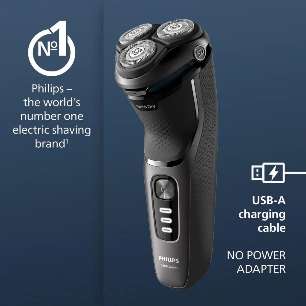 Philips Afeitadora Series 3000 S3343/13 negro, cromo - recortador = Sí, desplegable | lleva recortador de patillas o perfilar