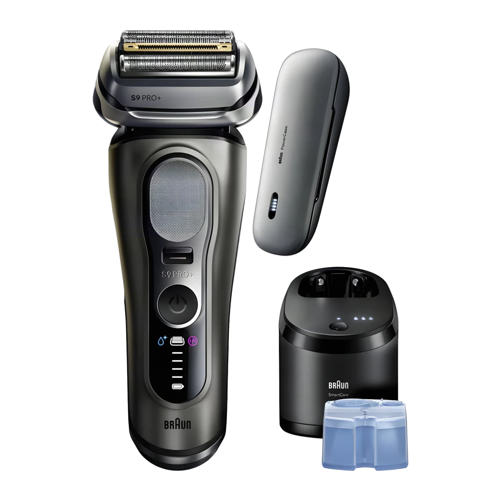 Braun Afeitadora Series 9 Pro+ 9675cc Wet&Dry con PowerCase y centro de limpieza gris, plata - sistema de afeitado = Máquina