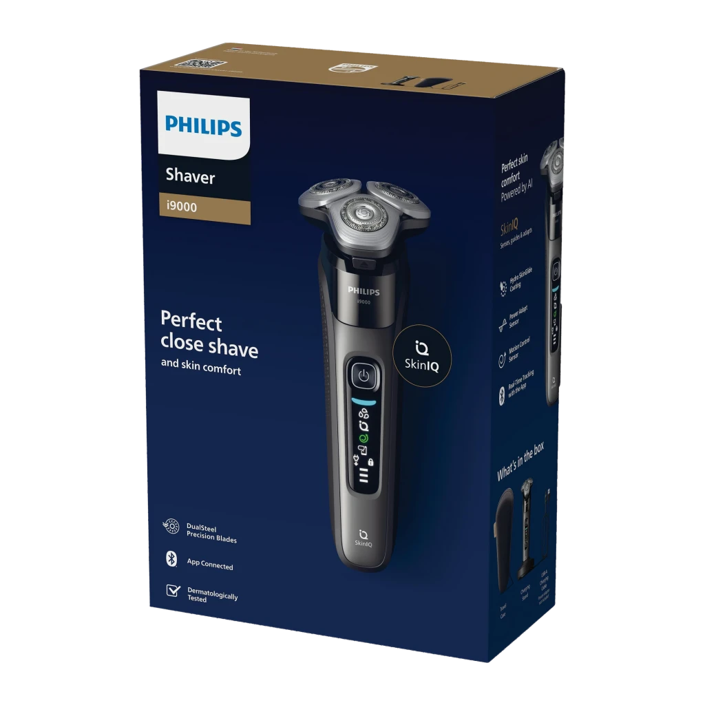 Philips Afeitadora eléctrica X9002/10 i9000 Wet & Dry con SkinIQ gris pizarra oscuro - sistema de afeitado = Rotativa triple
