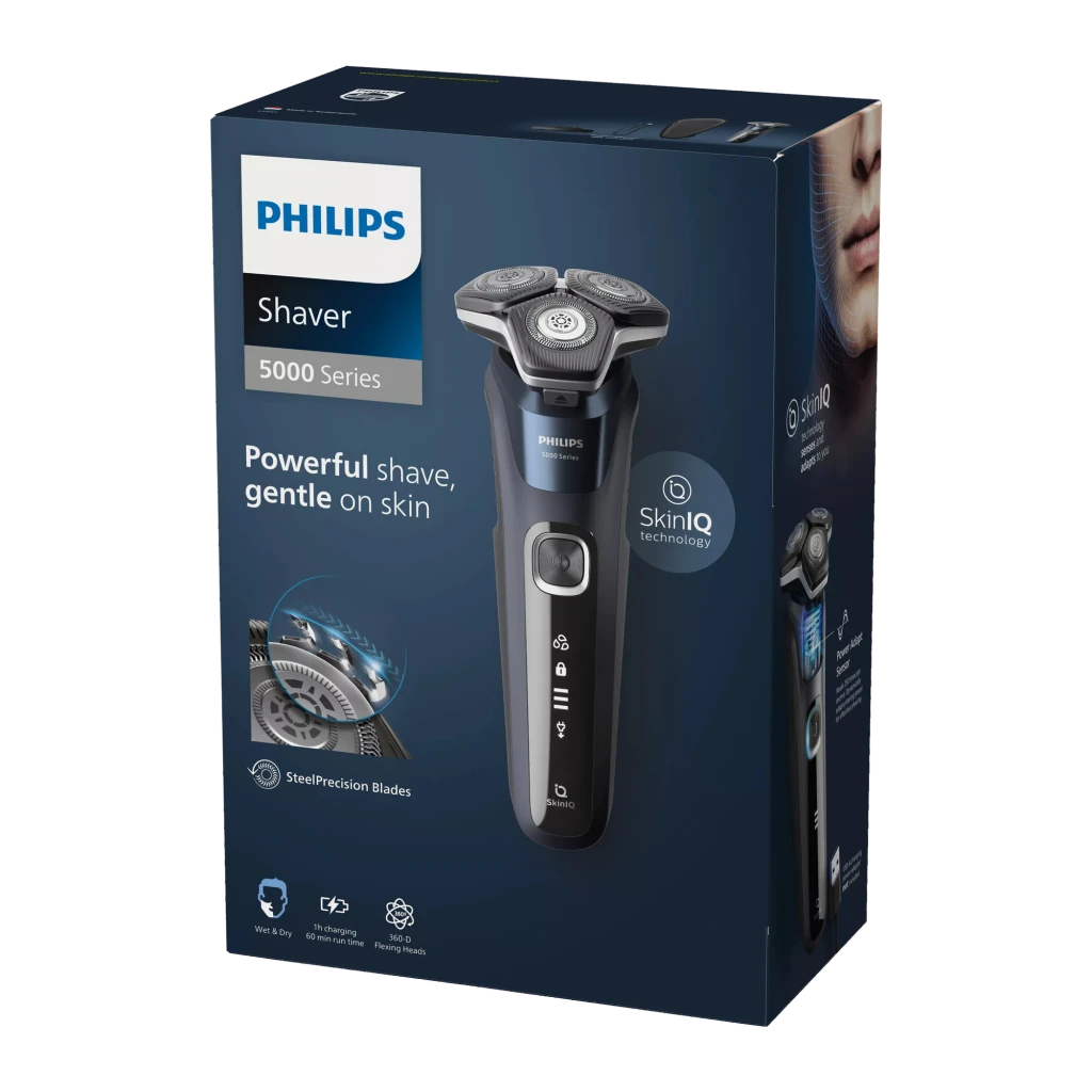 Philips Afeitadora Shaver Series 5000 S5885/35 azul - uso en mojado y seco = Sí, lavable bajo el grifo | permite afeitar en