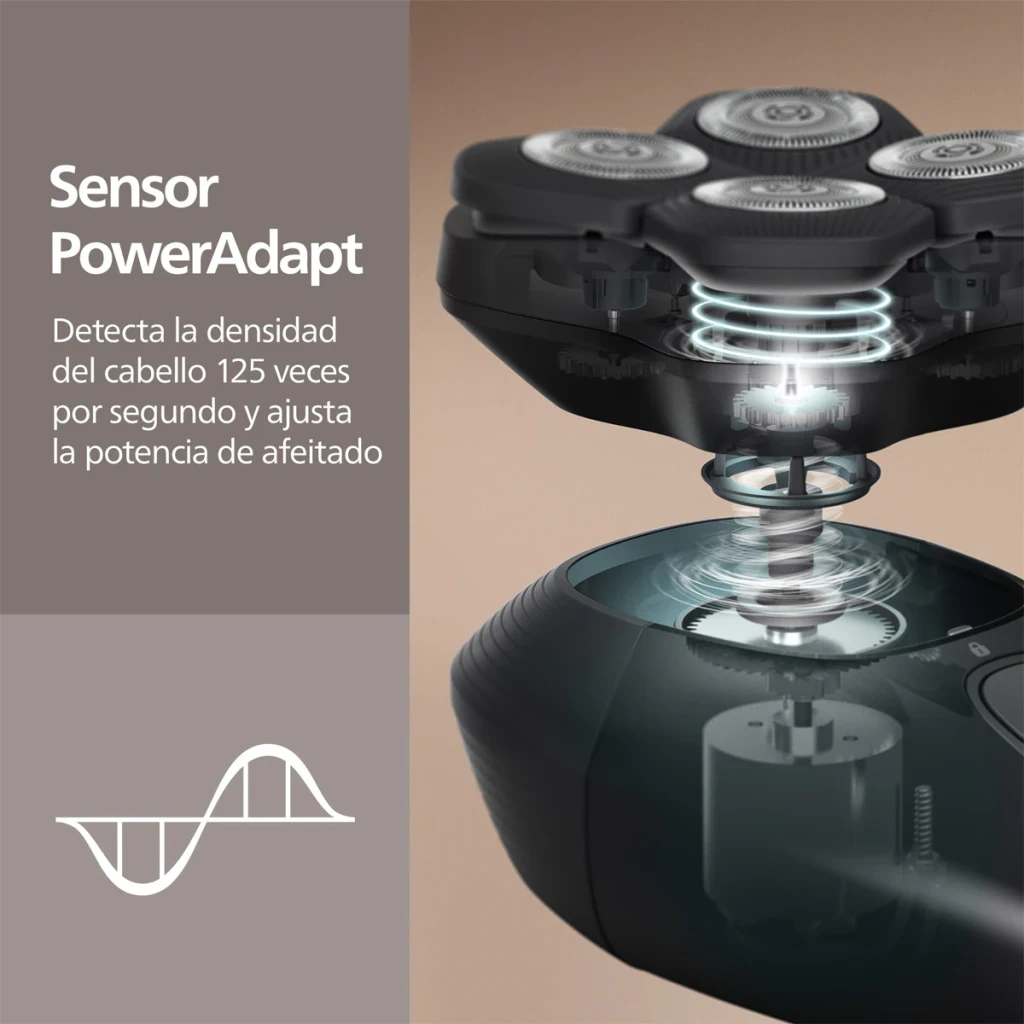 Philips Afeitadora de cabeza HS7980/15 Pro 7000 Series Negro/Plata - mojado y seco = Sí (impermeable) | se puede usar en la