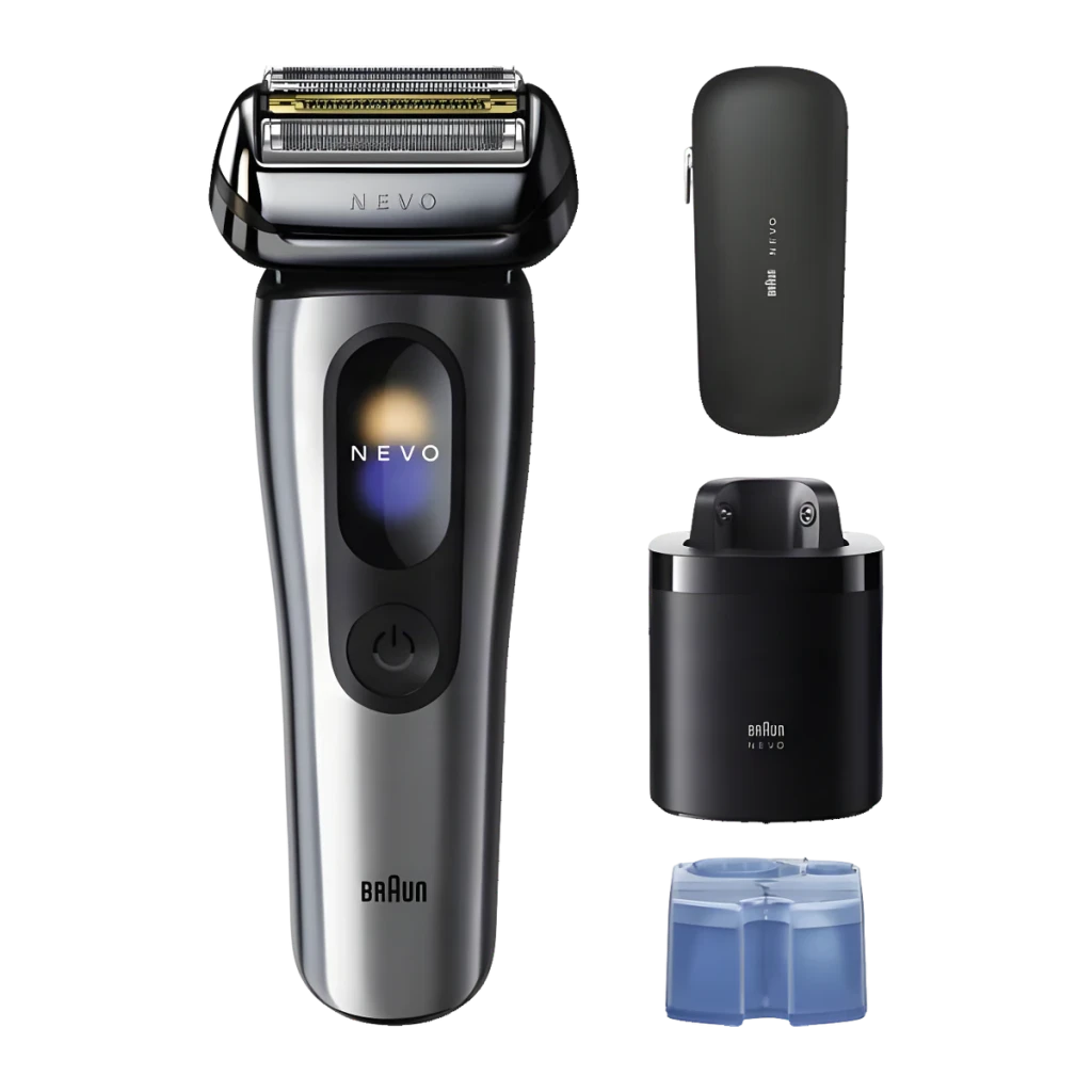 Braun Afeitadora facial 917667 inalambrica 60min seco y mojado 5 laminas recortador plata - sistema de afeitado = Láminas (5