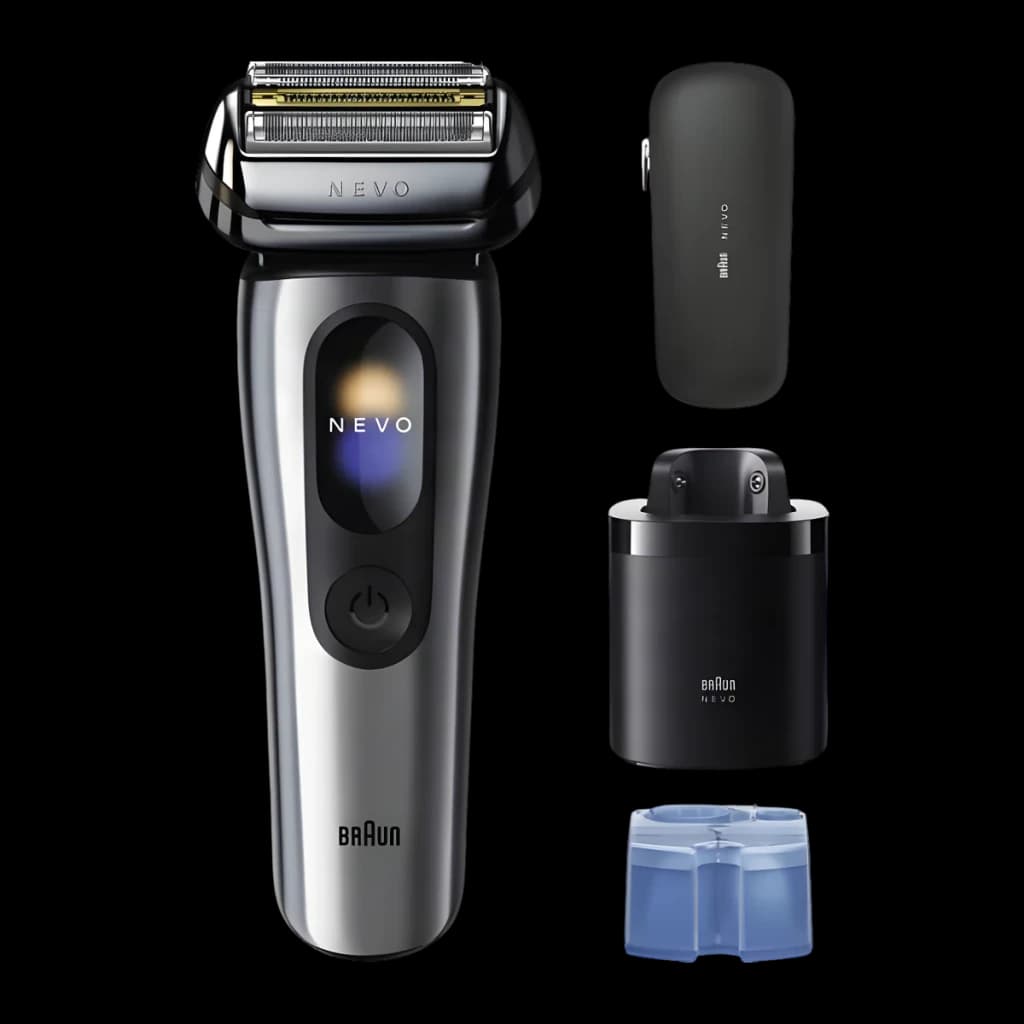 Braun Afeitadora facial 917667 inalambrica 60min seco y mojado 5 laminas recortador plata - sistema de afeitado = Láminas (5