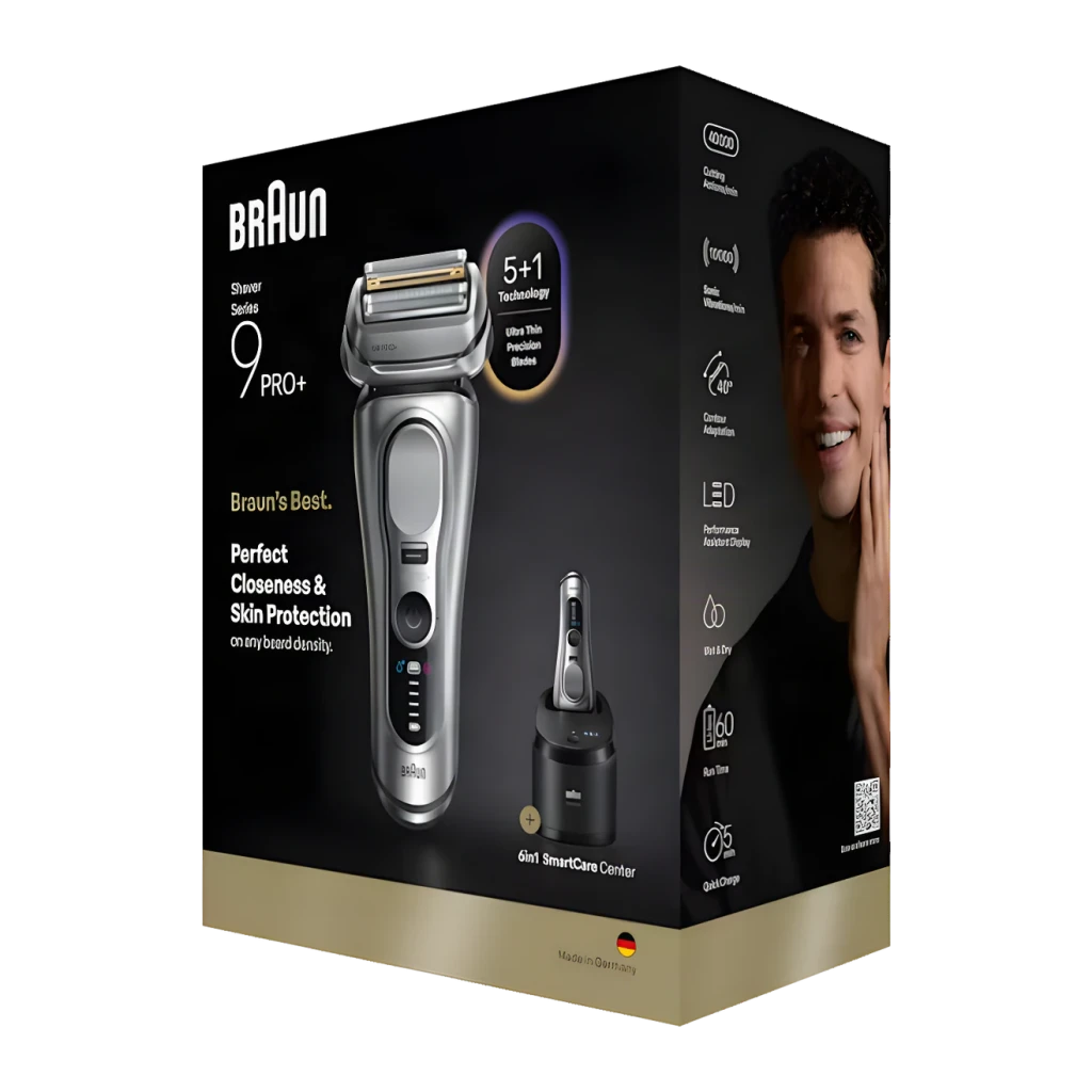 Braun Afeitadora Series 9 Pro+ 9667CC Plateado plata - sistema de afeitado = Láminas con 6 elementos (5 cuchillas + 1
