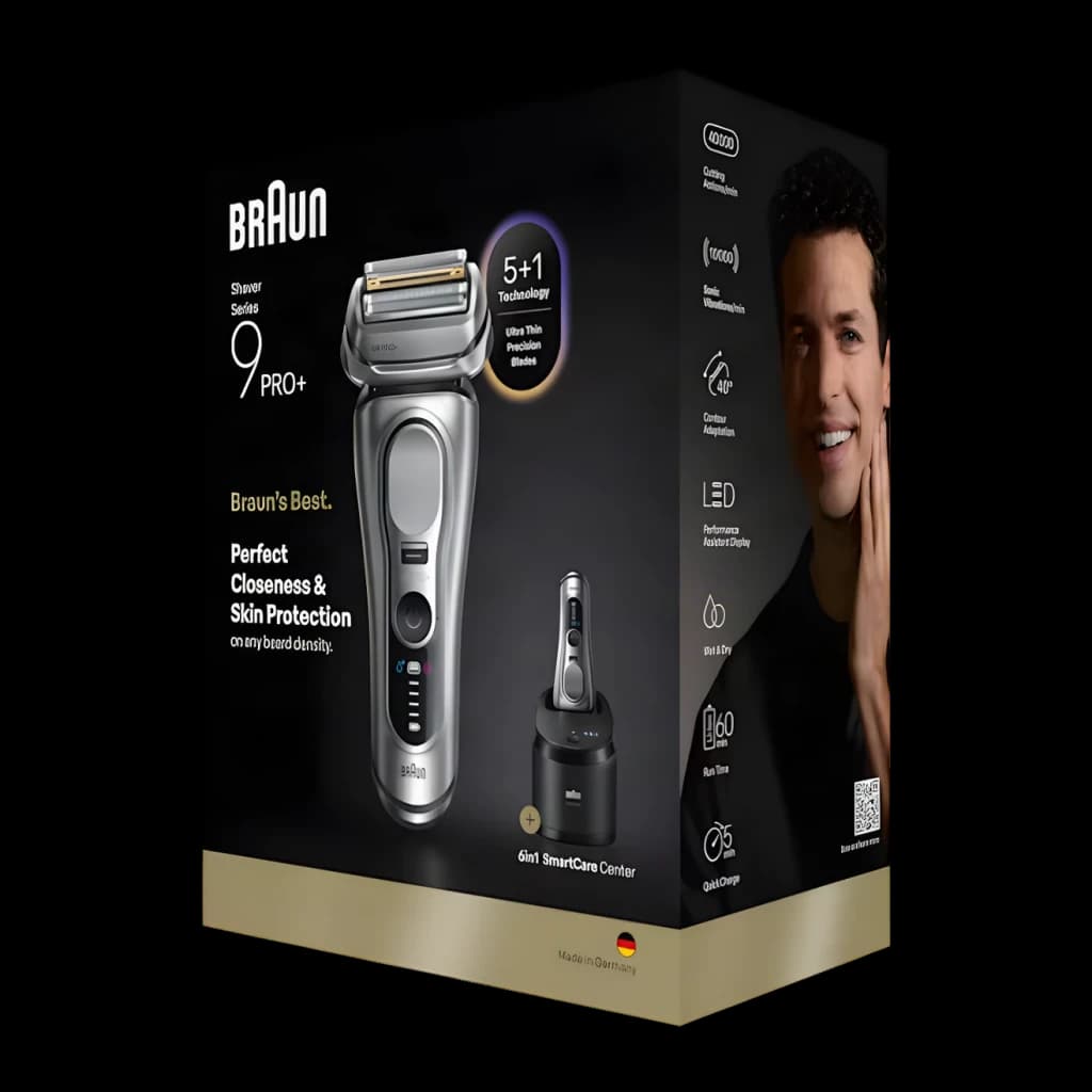 Braun Afeitadora Series 9 Pro+ 9667CC Plateado plata - sistema de afeitado = Láminas con 6 elementos (5 cuchillas + 1