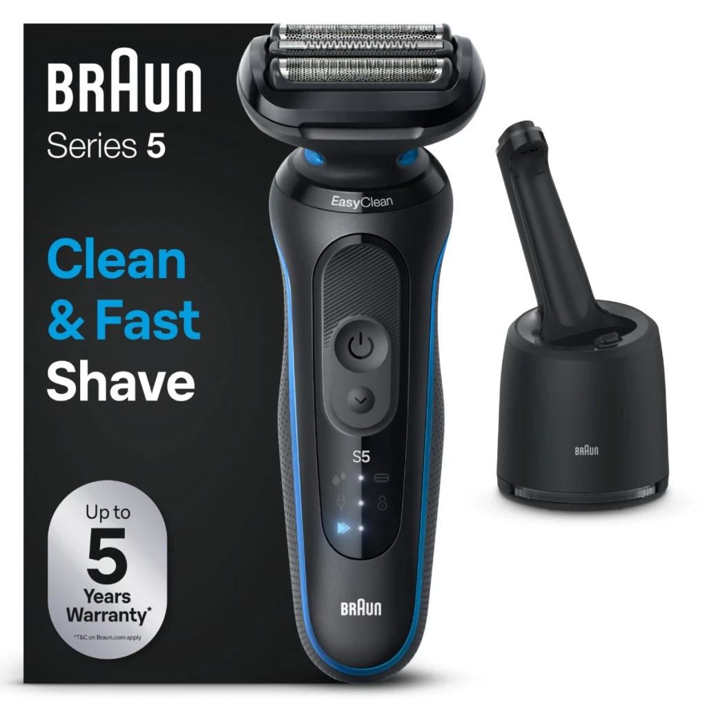 Braun Afeitadora Series 5 52-B7000cc con Centro de Limpieza SmartCare Negro/Azul - uso en mojado y seco = Sí, lavable y a