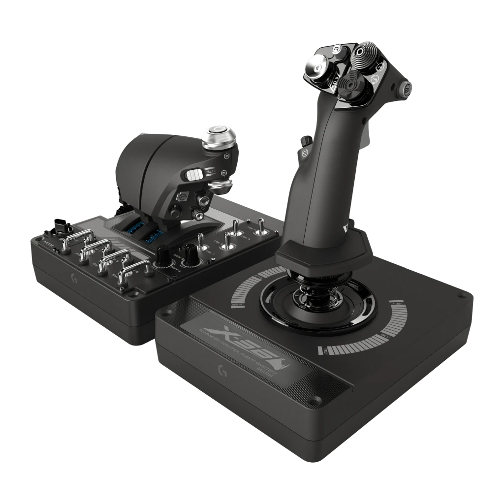 Logitech Joystick Pro Flight X56 Rhino HOTAS negro - interfaz = USB 2.0, cable de 1,8 m, Plug and Play | se conecta por USB