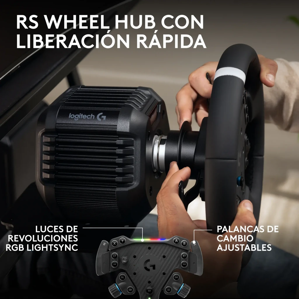 Logitech Volante G RS50 System para PlayStation/PC Negro - material del volante = Cuero de silicona (RS Round Wheel de 11