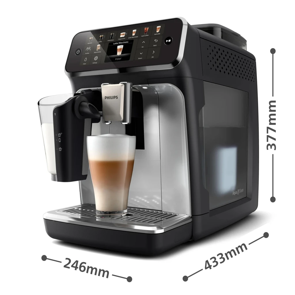 Philips 5500 Cafetera Superautomática LatteGo, 20 bebidas, Negro - filtro AquaClean compatible | con el filtro instalado se
