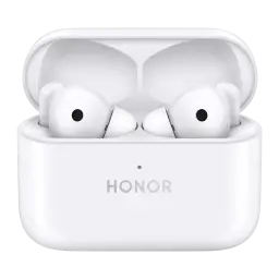Écouteurs Honor Choice Earbuds X7 Pro Réduction de Bruit In-Ear Bluetooth 5.4 Blanc, vue avant: boîtier ouvert avec les deux