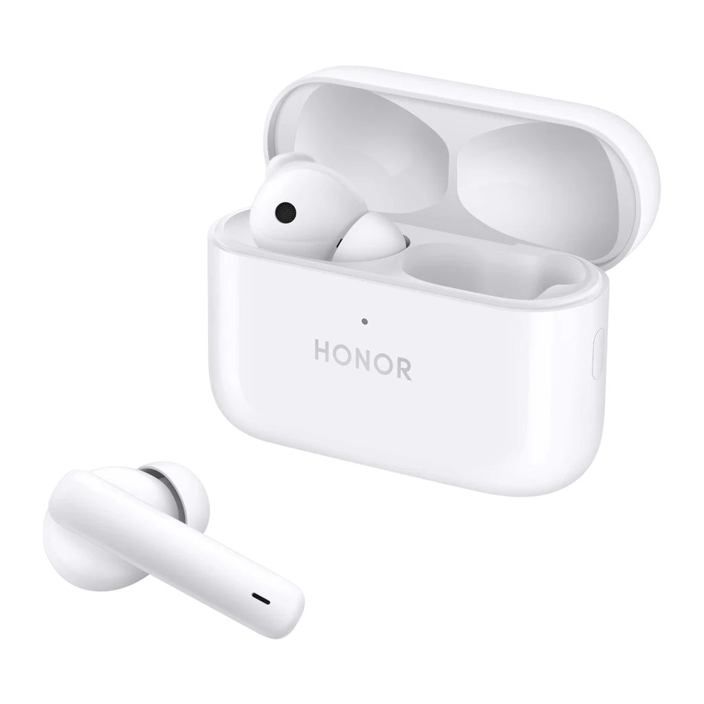 Auriculares Honor Choice Earbuds X7 Pro Cancelación de Ruido In-Ear Bluetooth 5.4 Blanco, vista en ángulo: estuche abierto