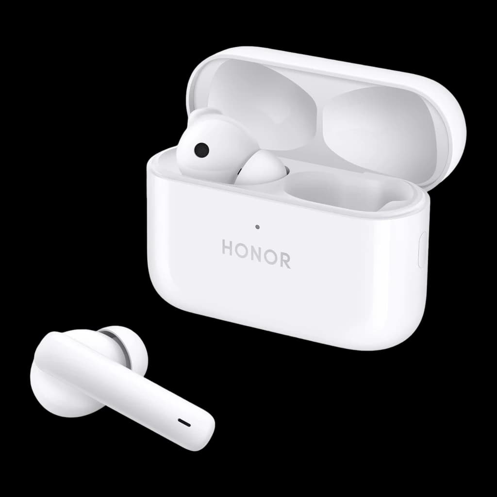 Écouteurs Honor Choice Earbuds X7 Pro Réduction de Bruit In-Ear Bluetooth 5.4 Blanc, vue en angle: boîtier ouvert