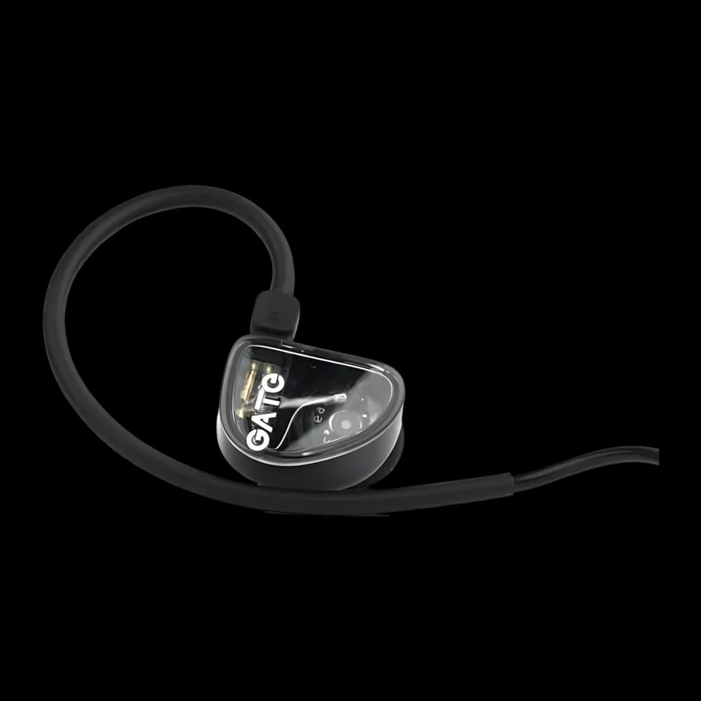 Truthear Gate Wired Negro - carcasa transparente con logo GATE, drivers visibles y cable over-ear negro