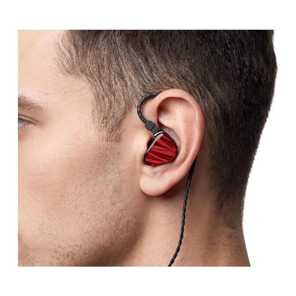 Écouteurs Truthear Zero:RED In-Ear Jack 3,5mm Double DD 10mm + 7,8mm, port: coque rouge à texture diagonale dans l'oreille