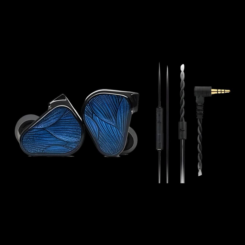 Truthear Zero Blue 2 con micrófono, contenido: auriculares azules, cable con micrófono y mando, y cable trenzado jack 3,5 mm