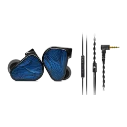 Truthear Zero Blue 2 con micrófono, contenido: auriculares azules, cable con micrófono y mando, y cable trenzado jack 3,5 mm